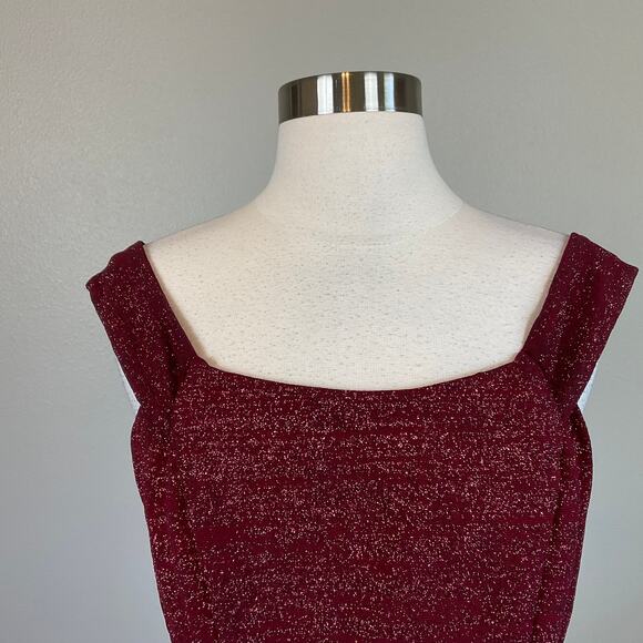 Betsy & Adam Mini Fit and Flare Cocktail Dress Sparkly Burgundy Red Size 10 - Picture 5 of 11